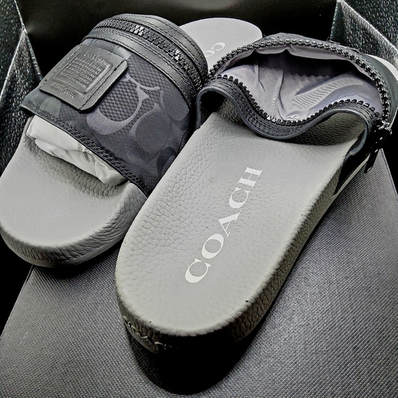 COACH MEN'S POOL SLIDES WITH POCKET BLACK MEN'S 8 WOM 9.5, LIME MEN'S 9 WOM 10.5 - Picture 8 of 11